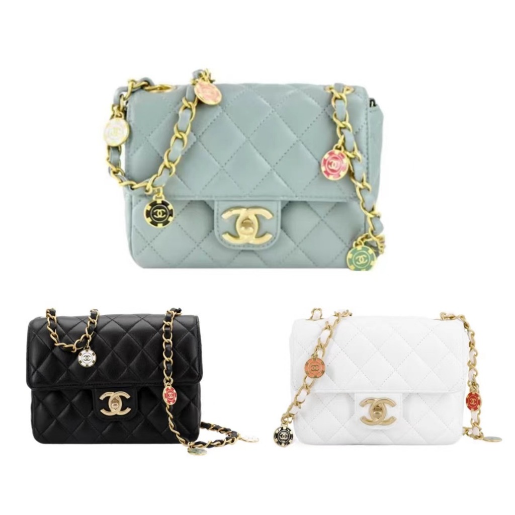 Chanel/Leather/Chain Bag/Small/Crossbody Bag/ของแท้ 100%