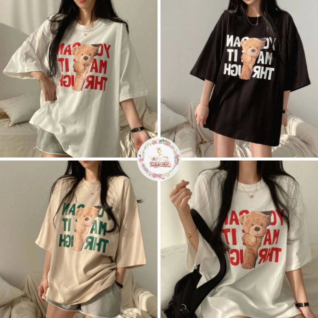 SALABO(พร้อมส่ง)เสื้อยืดแขนสั้น ลายหมี ผ้านิ่ม เด้ง ใส่สบาย สไตล์เกาหลี #KB03