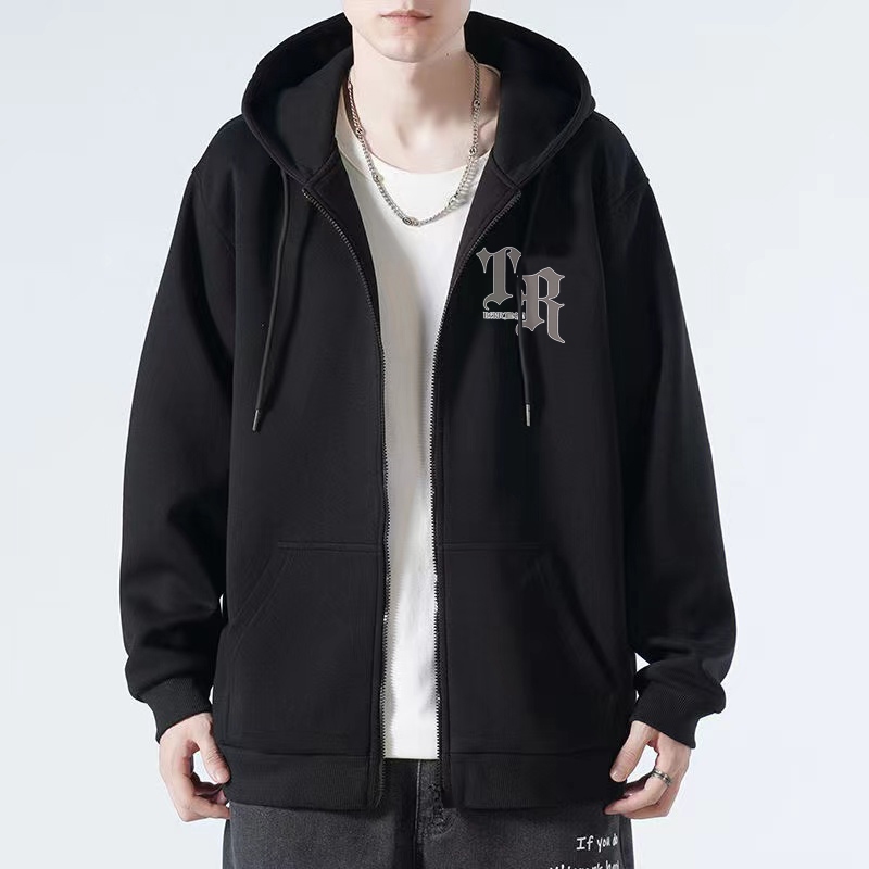TS MEN เสื้อกันหนาวมีซิป เสื้อแขนยาวมีฮู้ด ผ้าสำลี ผ้าหนาดีใส่สบาย รุ่น0213