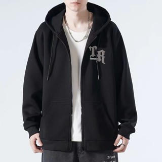 TS MEN เสื้อกันหนาวมีซิป เสื้อแขนยาวมีฮู้ด ผ้าสำลี ผ้าหนาดีใ…