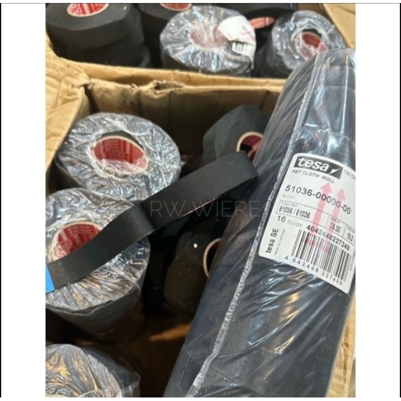 ￼เทปผ้าพันสายไฟtesa 51036 ทนความร้อนสูง ทนต่อการขัดถู เหมาะกับห้องเครื่อง ยาว25m. กว้าง19mm.
