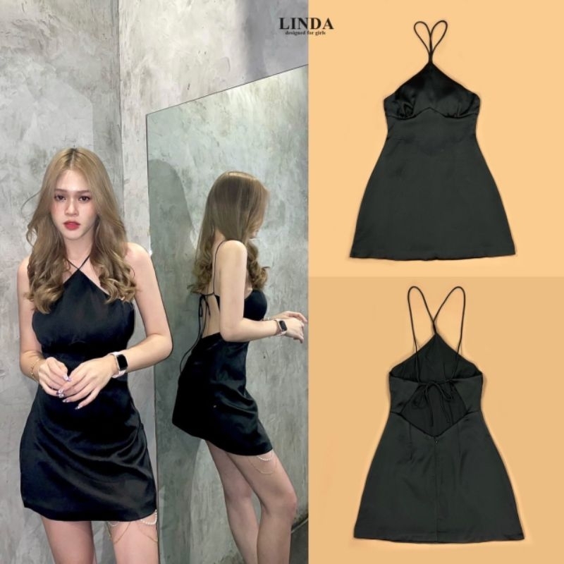 LINDA BRAND : MINI DRESS BLACK SIZE S