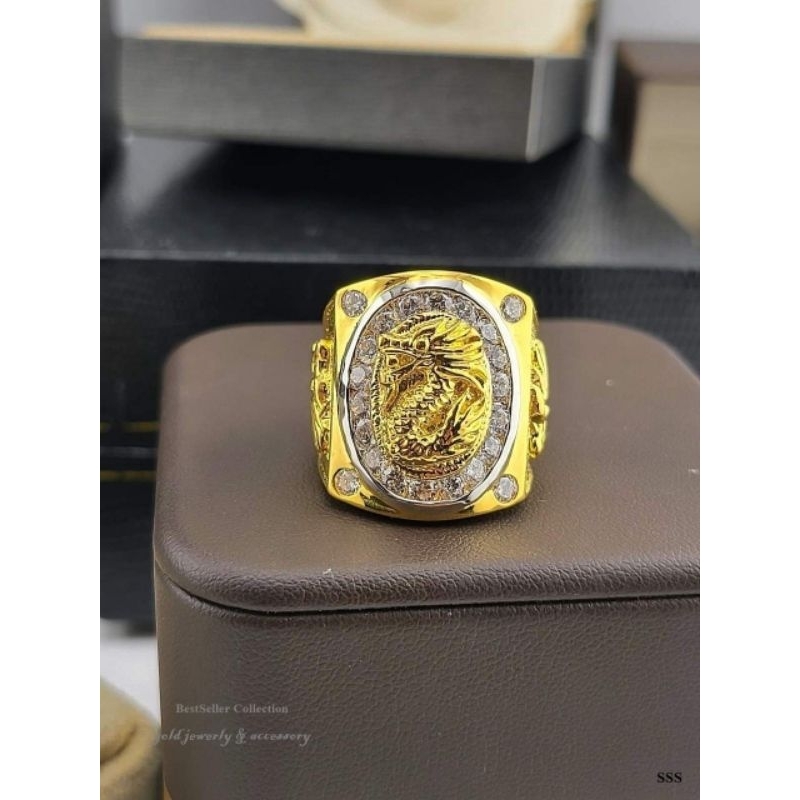 แหวนมังกรล้อมเพชรcz ฝังอย่างดี งานทอง5ไมครอน สวยหรูหรามาก