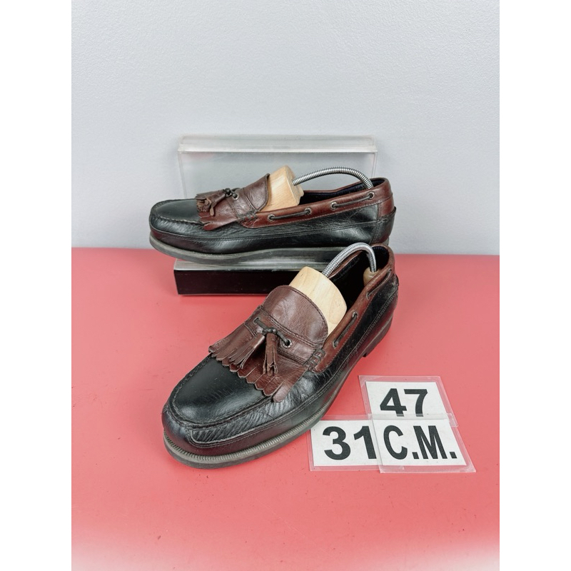 รองเท้าหนังแท้ Dockers Sz.13us47eu31cm สีดำน้ำตาล ทรงBoatshoes พื้นเย็บ สภาพสวยดี ไม่ขาดซ่อม