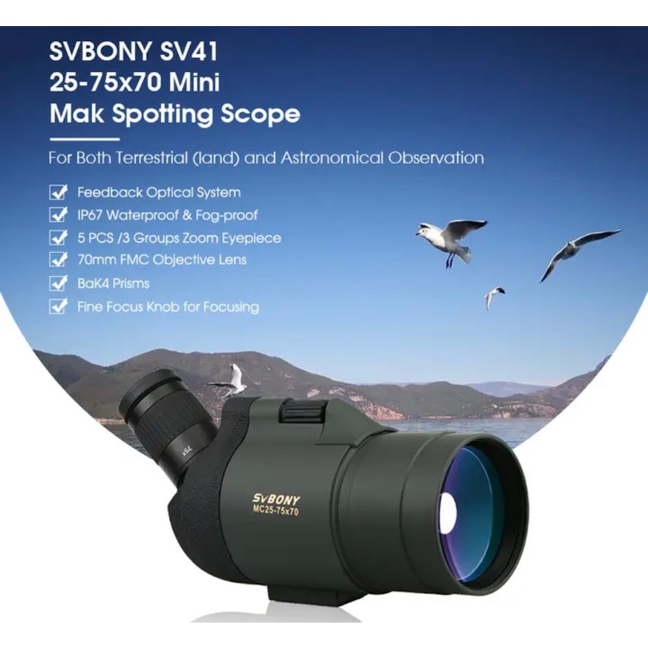 Svbony 25-75x70 SV41/ SV41 Pro 28-84x80 กล้องโทรทรรศน์ดาราศาสตร์ MAK ทรงพลัง FMC