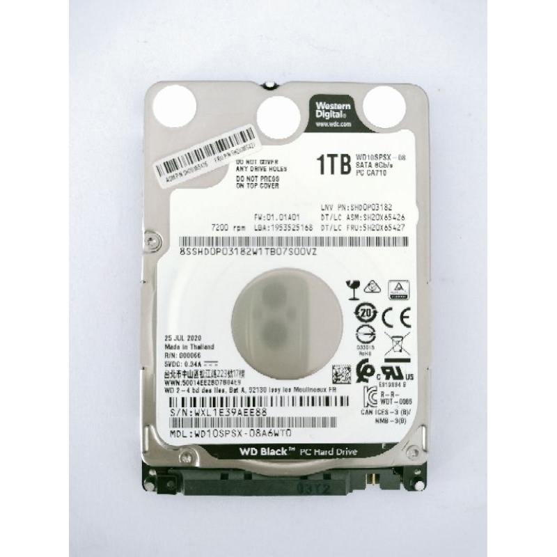 ฮาร์ดดิสก์โน้ตบุ๊ค) 2.5" WD BLACK (WD10SPSX) 7200RPM SATA3( ลง Windows ผ่าน ไม่ติดสี ไม่มีแบด แถม Wi