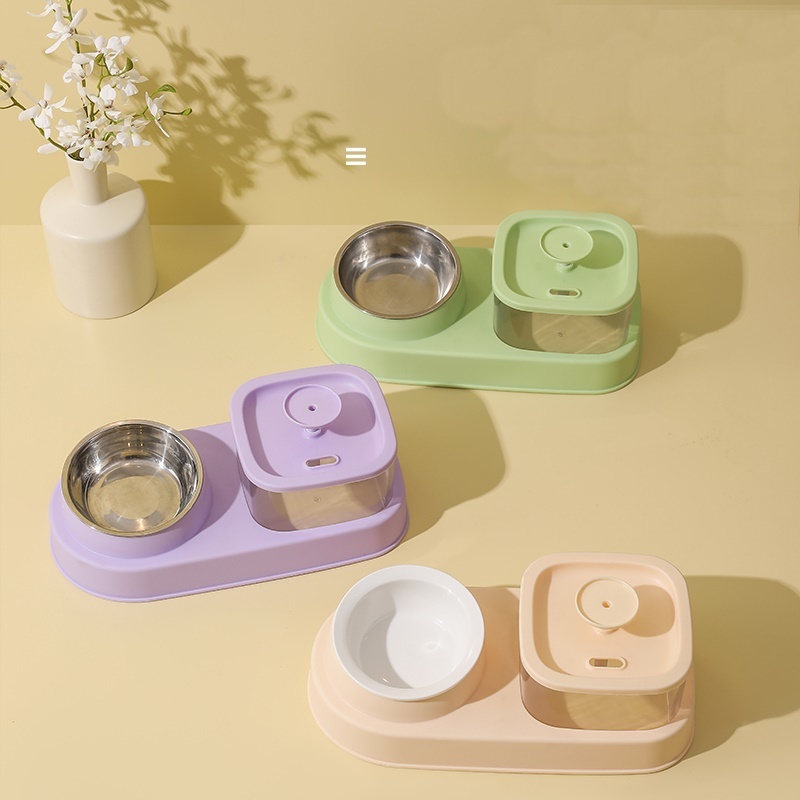 MI น้ำพุสัตว์เลี้ยง  2 in 1   พร้อม ชามอาหารเดี่ยว  ที่ให้น้ำอัตโนมัติ  KPL005