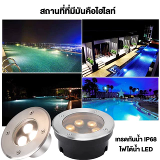 ไฟใต้น้ำ AC 12V โคมไฟใต้ดินใต้น้ำ โคมไฟใต้ดินใต้น้ำแบบ LED กันน้ำ IP68 โคมไฟใต้น้ำสแตนเลสสตีล ความสว่างสูงและทนทานที่สุด