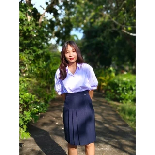 "สีกรมเข้ม" ตีเกร็ด 5.5 นิ้ว ยาว 25-26 กระโปรงนักเรียนทรงแคบ ผ้าลีวาย ตราLungnai