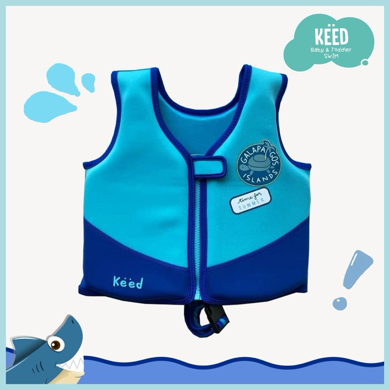 KĖĖD  : (ส่งต่อ) เสื้อชูชีพเด็ก  สีฟ้า ครีบฉลามด้านหลัง Neoprene Kids Swim Float Suit Blue Shark (2-
