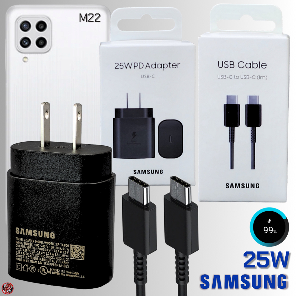 ที่ชาร์จ Samsung 25W (US) สำหรับ ซัมซุง M22 หัวชาร์จ Usb-C สายชาร์จ Type-C Adaptive Fast Charging ชาร์จด่วนแบบพิเศษ