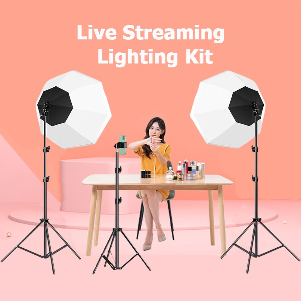 Cellphone ไลฟ์สด 85W/300W ไฟไลฟ์สด สตูดิโอถ่ายภาพ ไฟต่อเนื่อง ไฟสตูดิโอ ไฟถ่ายรูป 70cm Softbox Studi