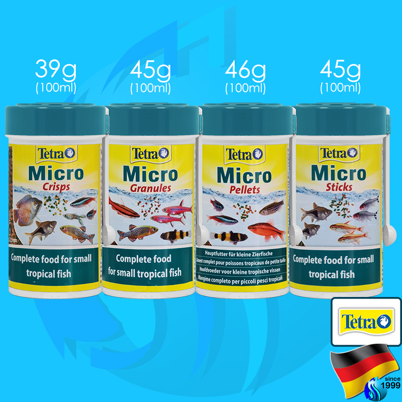 Tetra Micro Crips / Granules / Pellets / Sticks 100ml อาหาปลาน้ำจืดทุกชนิดเม็ดลอยน้ำ จมน้ำ เร่งโต สี เตตร้า fish food