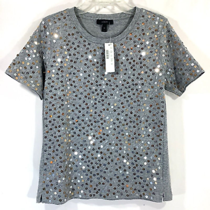 J.CREW Size M Sequin embellished short-sleeve t-shirt เสื้อยืดปักเลื่อม SQ94