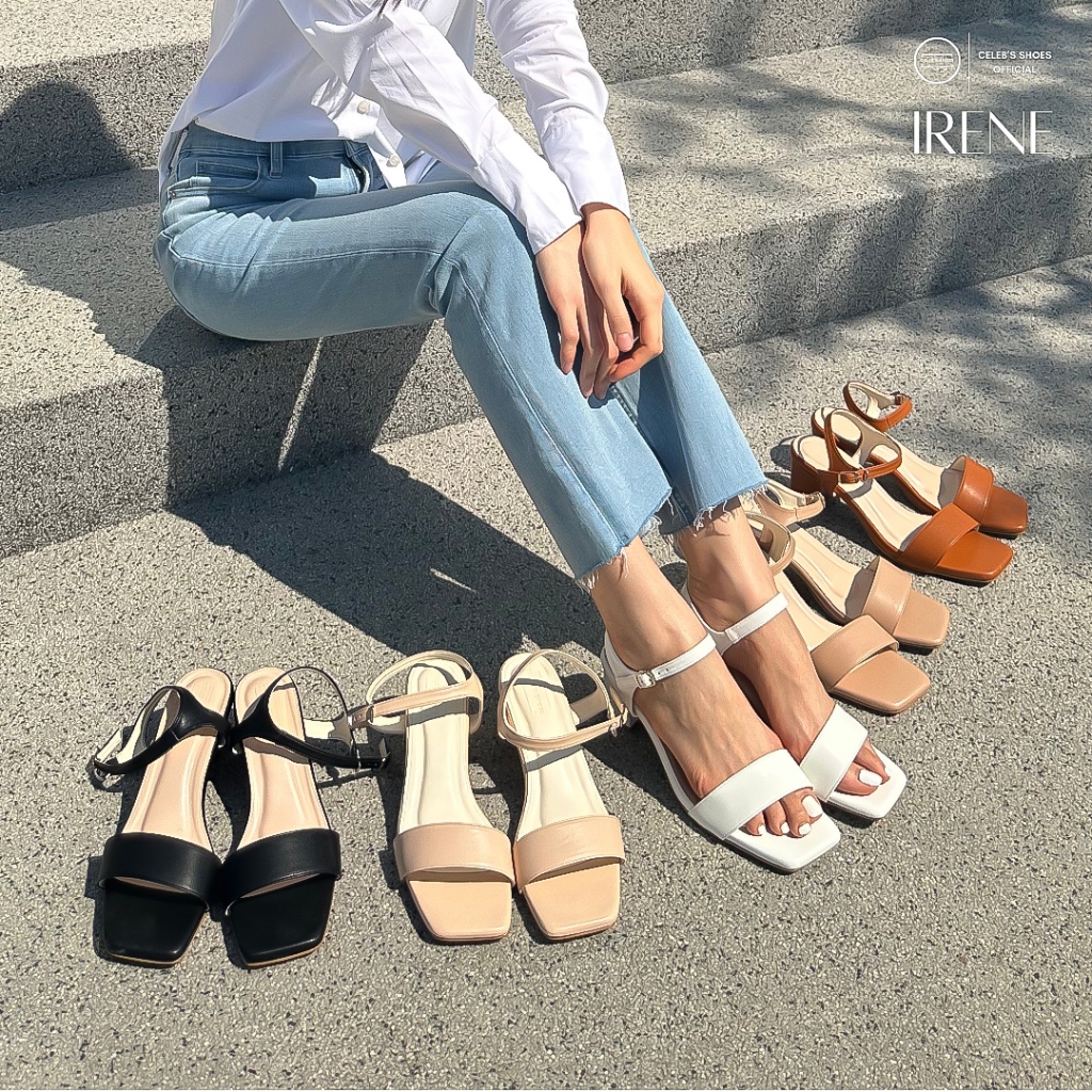 IRENE รองเท้าส้นสูงรัดส้น ซัพพอร์ตเท้า ความสูง 2 นิ้ว (size 34 -44)