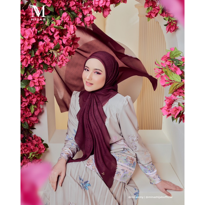 ผ้าคลุม Minaz สีพื้น MONOGRAM Chiffon