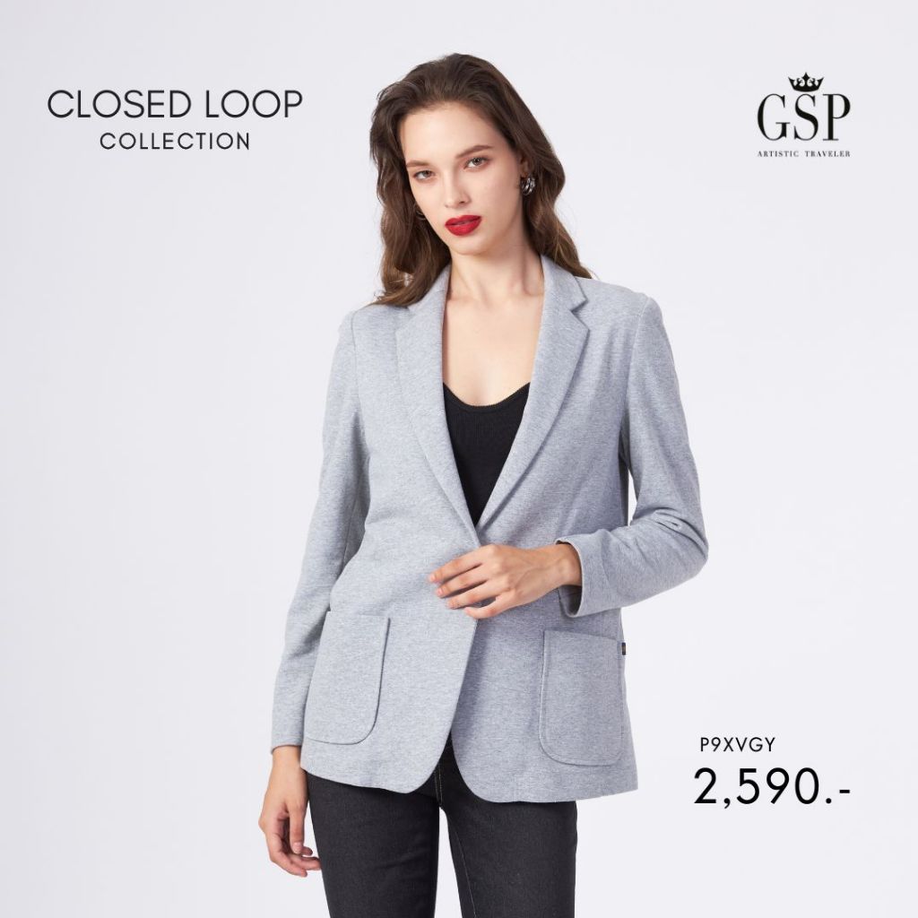 GSP woman's Jacket Closed loop French Recycle แจ็คเก็ตผู้หญิง เข้ารูป สีเทา P9XVGY