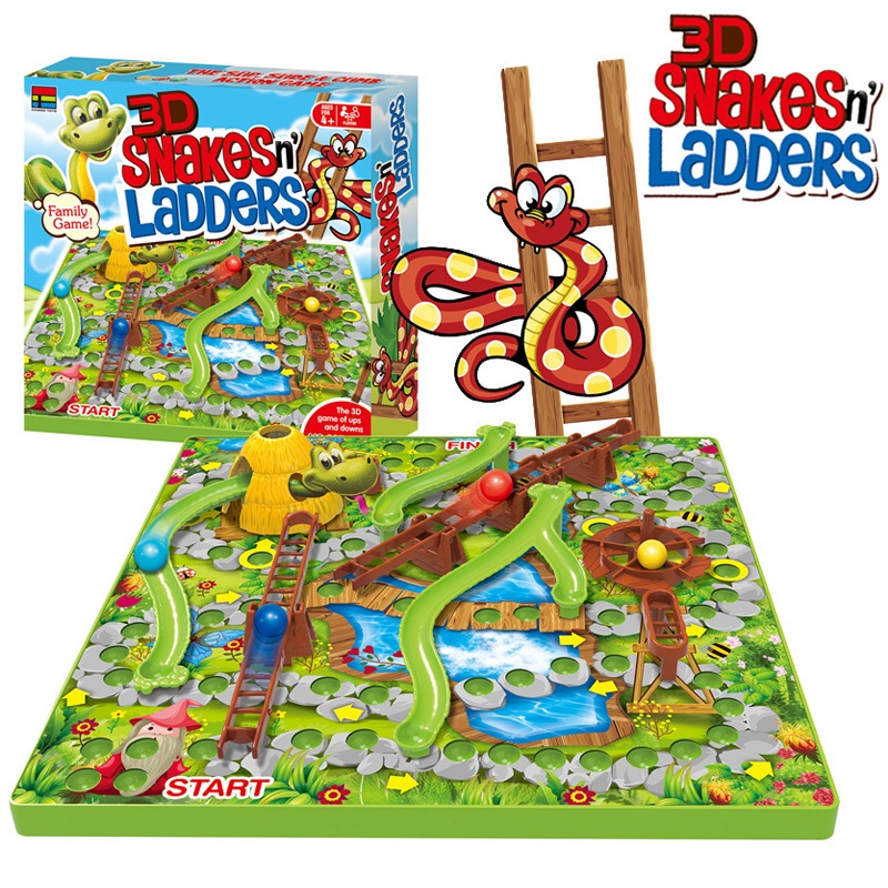 ProudNada Toys ของเล่นเด็ก เกมบันไดงู 3 มิติ เกมกระดาน 3D SNAKESn'LADDERS NO.007-82