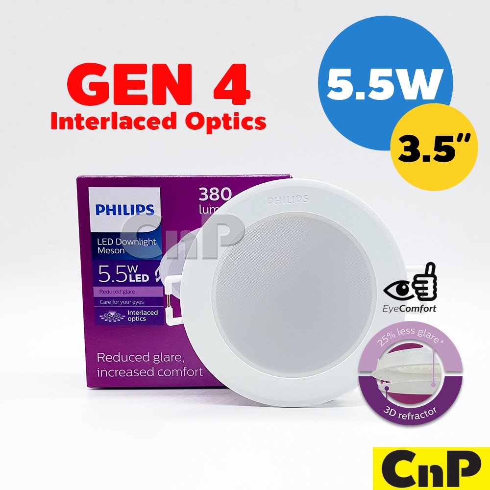 PHILIPS โคมไฟดาวน์ไลท์ ฝังฝ้า 3.5 นิ้ว (3.5") Panel LED 5.5W ฟิลิปส์ รุ่น MESON IO 59444