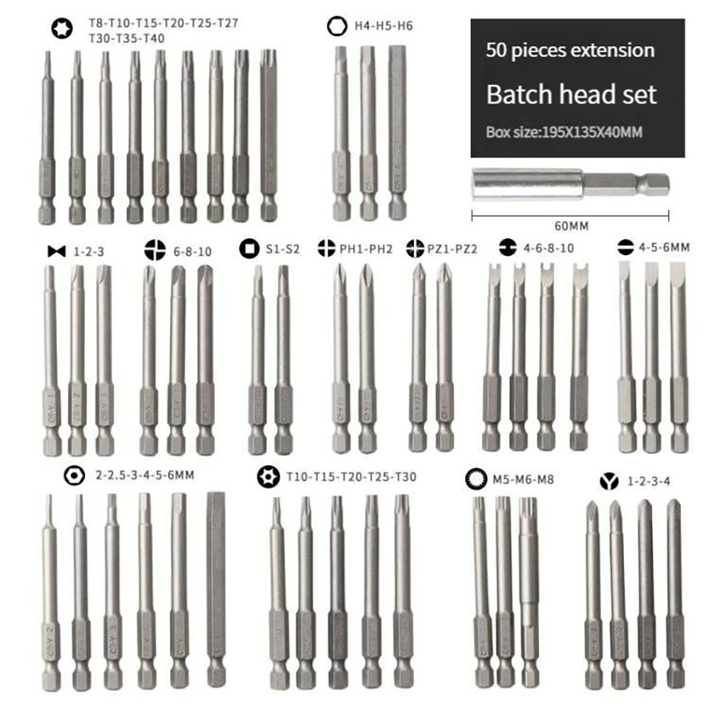 50 ชิ้น 75 มิล ลิเมตรการรักษาความปลอดภัยไขควงบิต Torx ดาว HEX Spline slotted ฟิลลิป ไขควงหกเหลี่ยม อุปกรณ์ซ่อมแ - รูปที่ 3