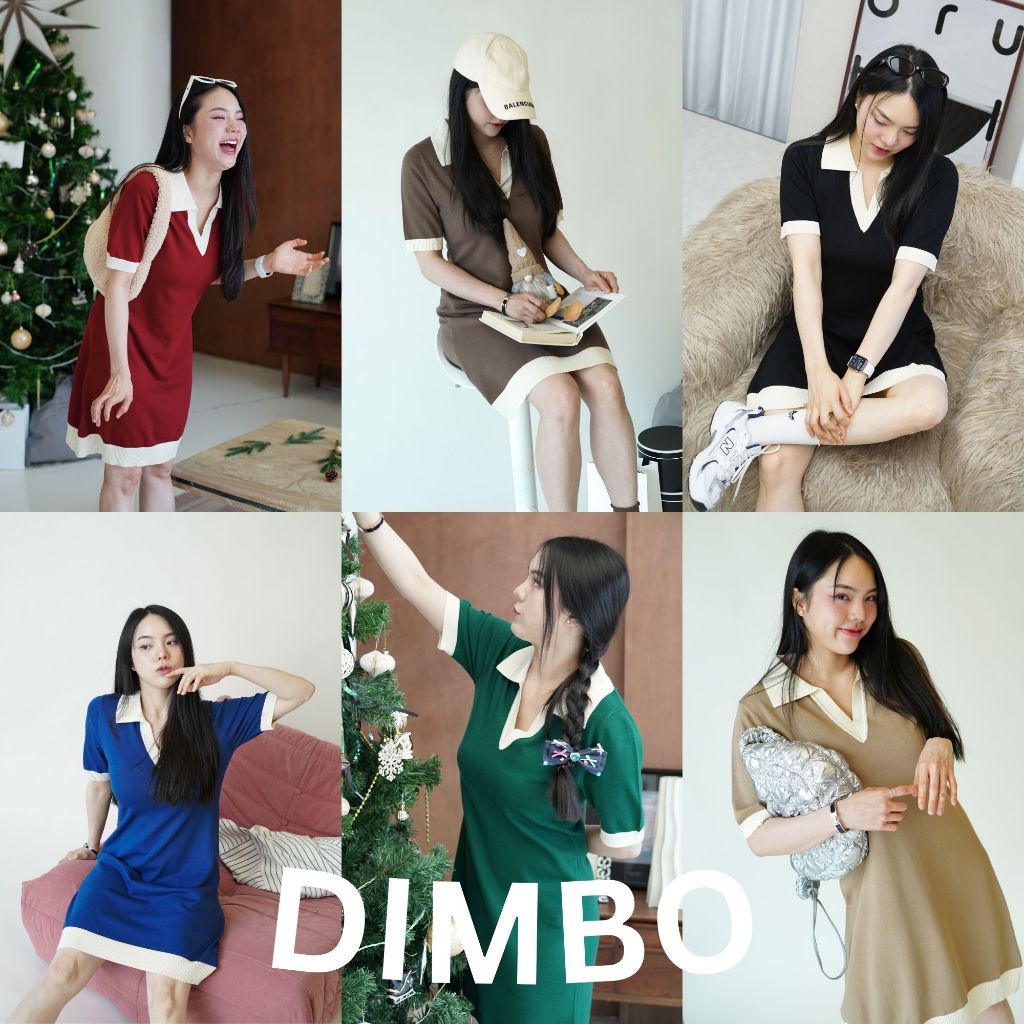 12FEBRUARY | DIMBO KNIT DRESS เดรสผ้ายืดไหมพรม คอปก ทรงใส่สบายไม่แนบตัว