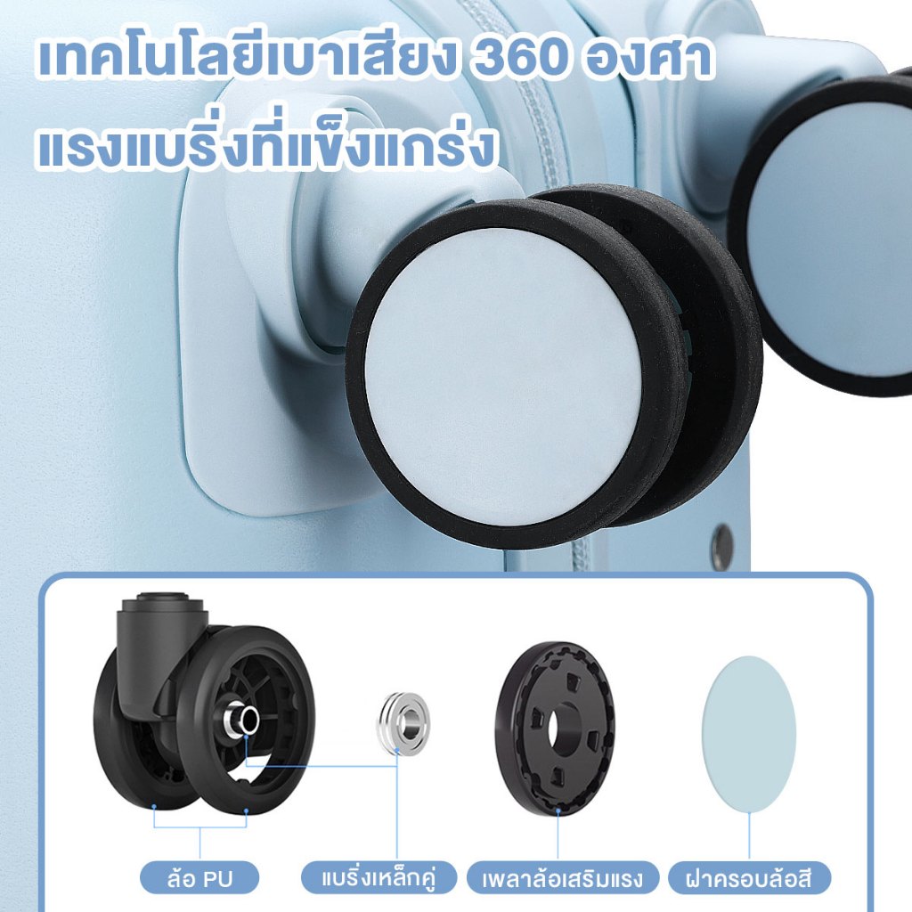 【KAMANNI】 กระเป๋าเดินทาง 20/24 นิ้ว กระเป๋าเดินทางแบบโรลลิ่งส 20 PC + ABS ล้อหมุนได้ 360 องศาอย่างมีสไตล์ รถเข็นกระเป๋า