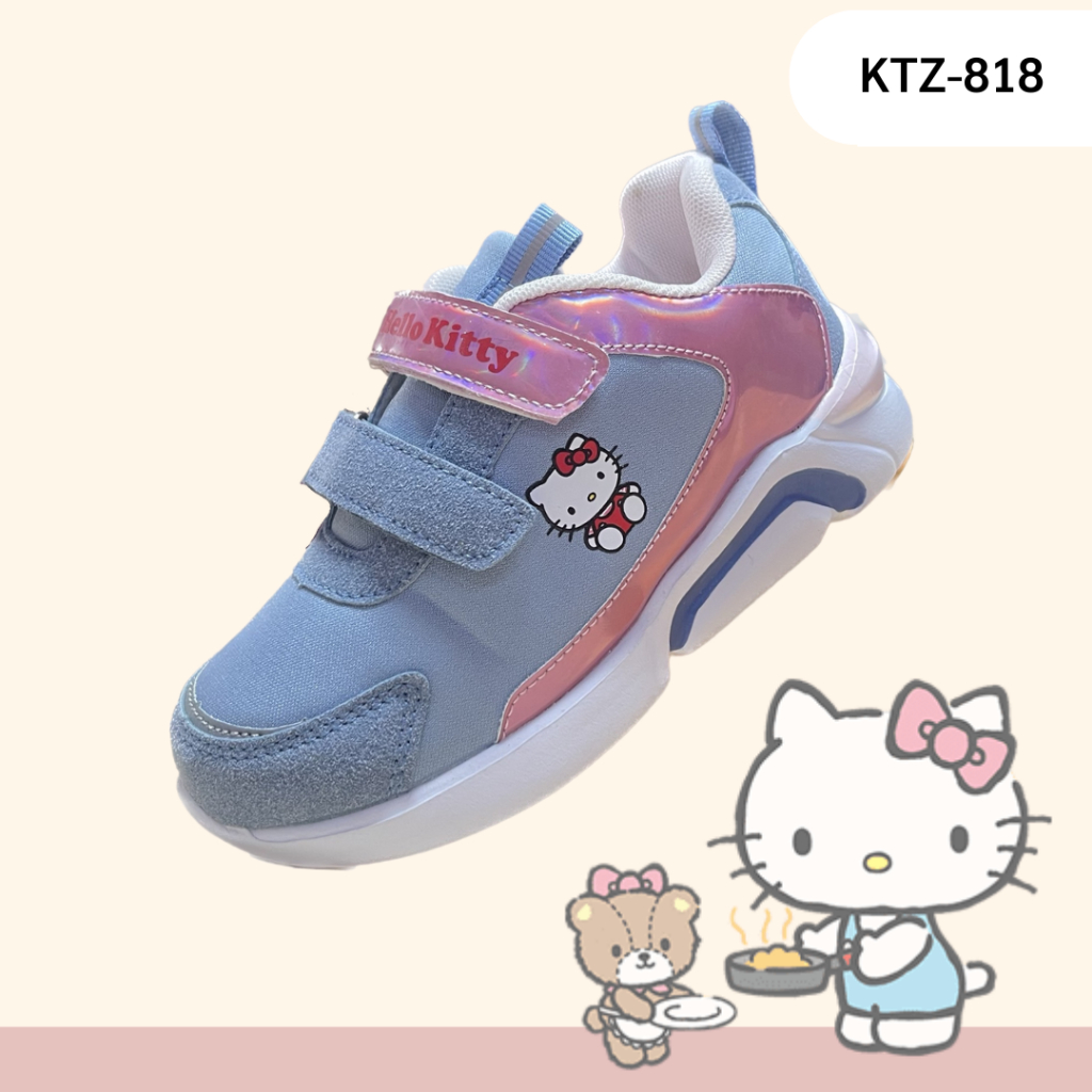 รองเท้าผ้าใบเด็กหญิง Sanrio Hello Kitty ของแท้ ถูกลิขสิทธิ์ สียีนส์ ตีนตุ๊กแก