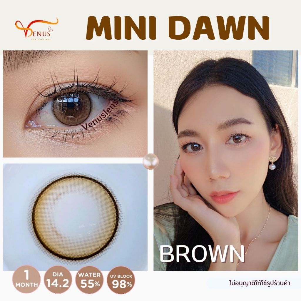 คอนแทคเลนส์ MINI DAWN : Brown / ยี่ห้อ KITTY KAWAII  ; Color Brown   (  สายตา 50 - 1000 )
