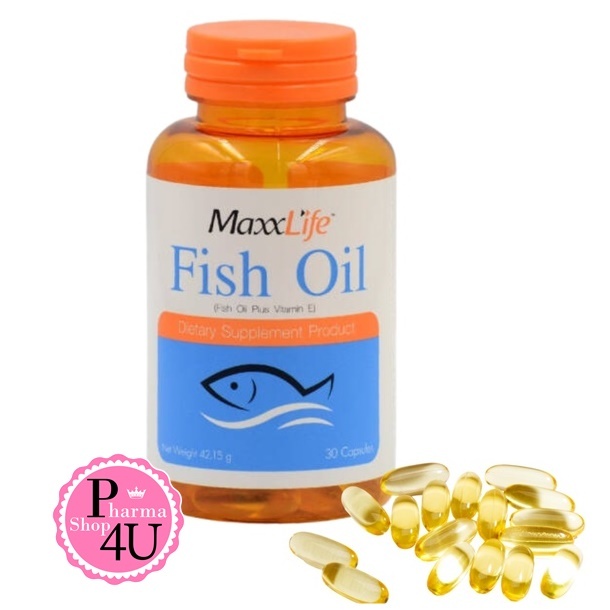 MaxxLife Fish Oil Plus Vitamin E แม็กไลฟ์ น้ำมันปลา 1000 มก.  30 แคปซูล (1 ขวด)#10001