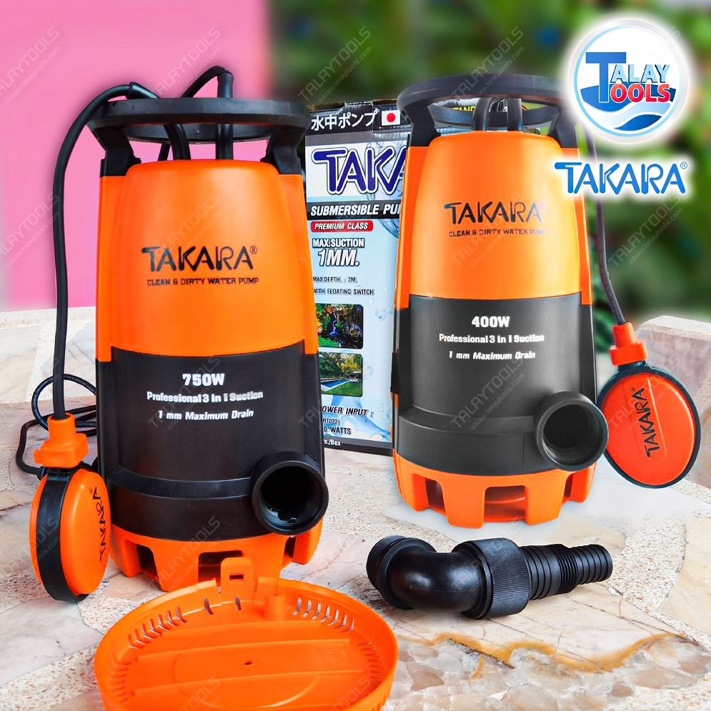 ปั๊มจุ่ม ปั๊มแช่ TAKARA 400 เเละ 750 W สินค้าของเเท้ แบบมีลูกลอย รุ่น Professional 3 in 1