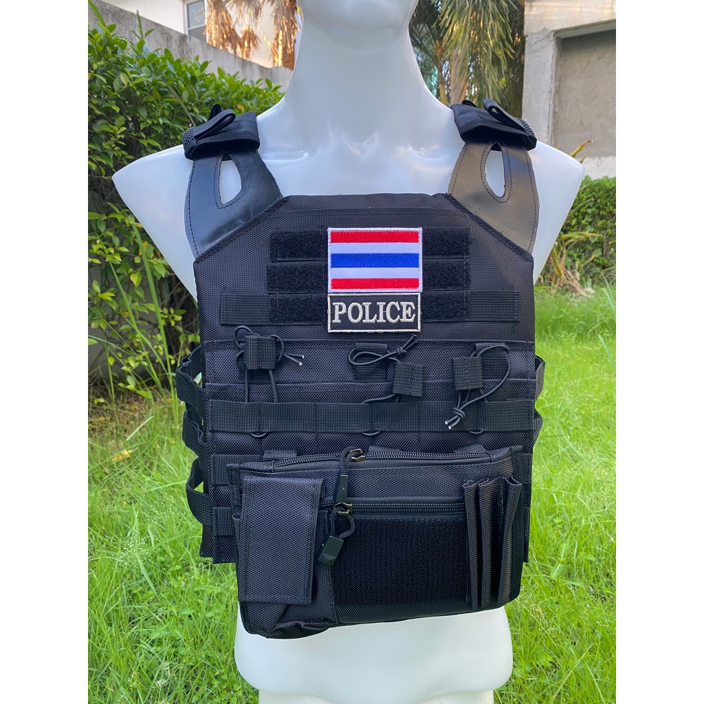 เสื้อเกราะจิ๋ว สายหนัง เกราะอ่อน มีป้าย Police ตีนตุ๊กแก เสื้อเกราะตำรวจ ทหาร