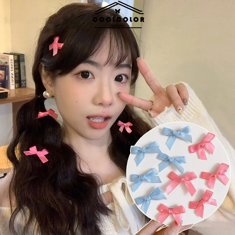 ในไทย💖กิ๊บติดผมริบบิ้นโบว์สีชมพูinsแฟชั่นสีหวานผู้หญิงข้างคลิปราคาส่ง.COD