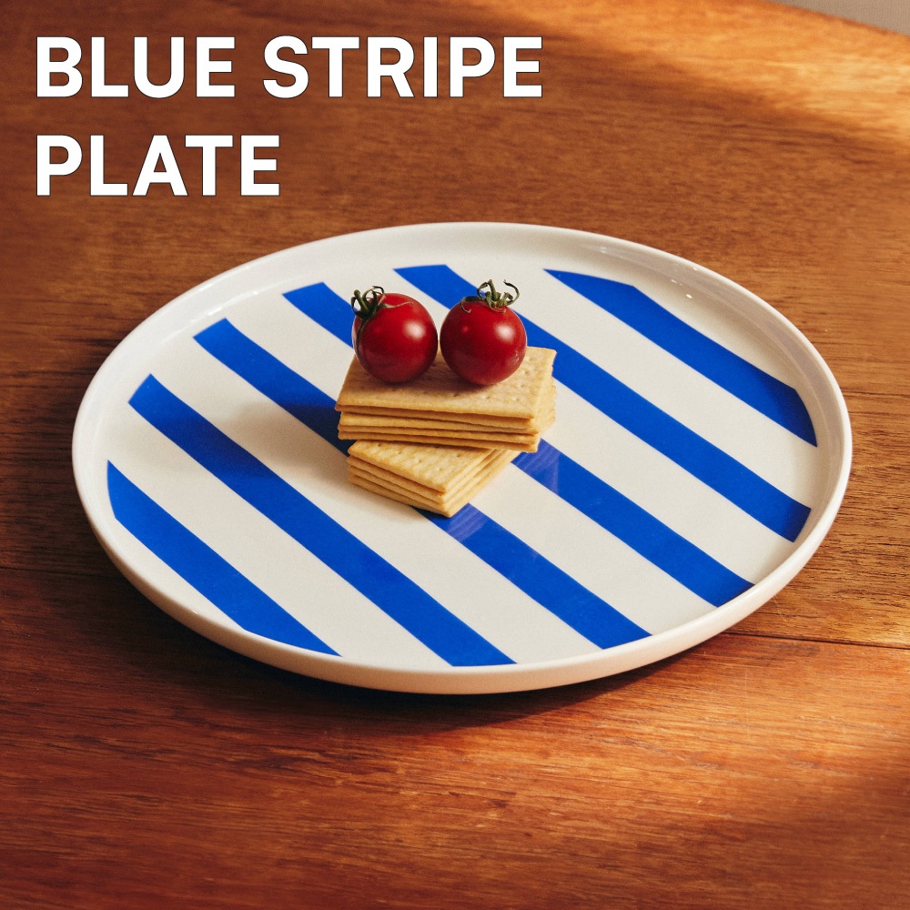 Sardine จานเซรามิค Sardine Blue&White Stripe Plate ขนาด 10 นิ้ว