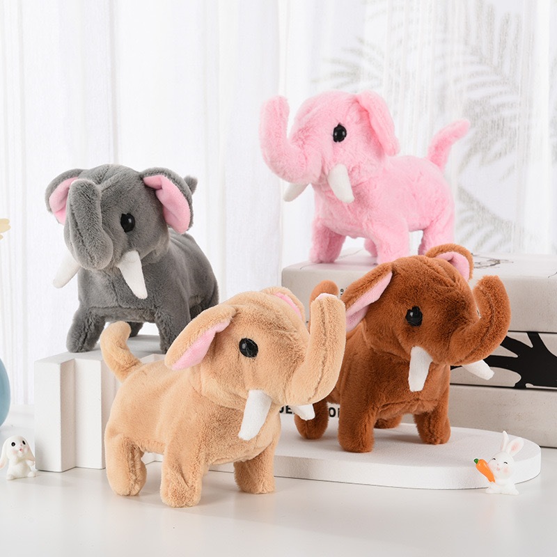 [พร้อมส่ง]ตุ๊กตาช้างอิเล็กทรอนิกส์ ของขวัญน่ารัก พร้อมเสียง ของเล่นตุ๊กตาสัตว์เดิน