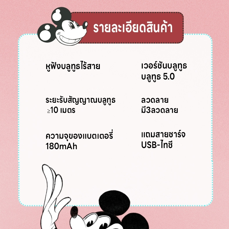 หูฟังบลูทูธ หูฟังลายการ์ตูน แบบบลูทูธไร้สาย Bluetooth5.3 เสียงใส เสียง4D เชื่อมได้ทั้งแอนดรอย์และIOS ทนทาน ชาร์Type -C