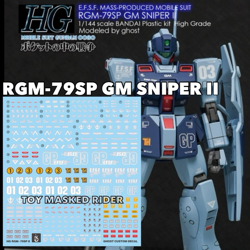 🟦ดีคอลน้ำ GHOST HGUC DECAL RGM-79SP GM SNIPER II เรืองแสงแบล็คไลท์ MO
