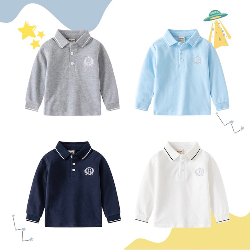 AB128 เสื้อโปโลแขนยาว เสื้อผ้าเด็ก แฟชั่นเด็กผู้ชาย พร้อมส่ง