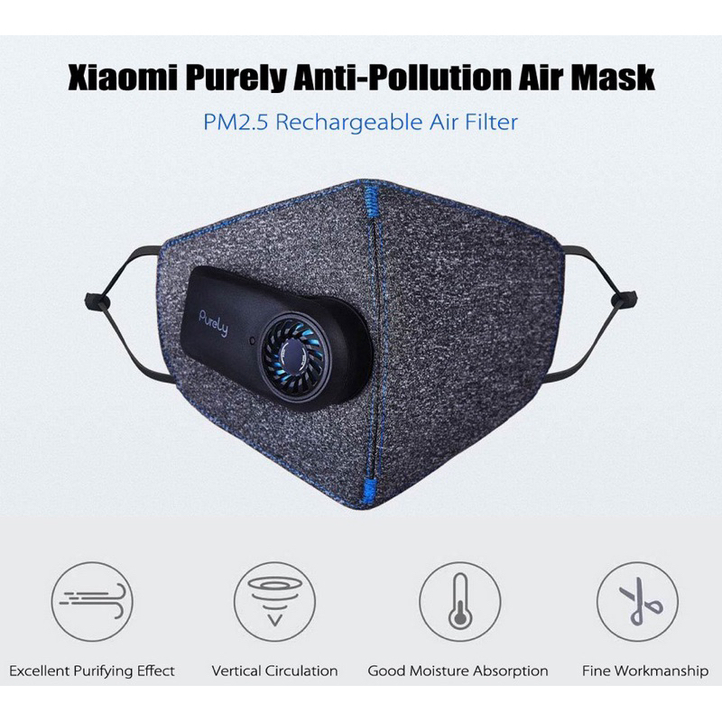 Xiaomi Purely Air Mask กรอง nano 4 ชั้นได้ถึง 99% พัดลมในตัว แถม Filter 10 ชิ้น ‼️พร้อมส่ง ของแถมจุใจ ไม่ต้องรอ Pre ‼️