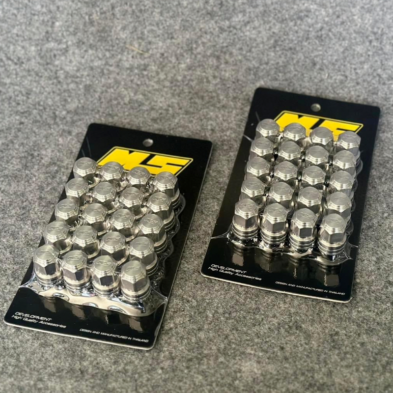 น็อตล้อแสตนเลส CNC เม้งซัง MS Tailand ขนาด M12 เกลียว 1.5 ใช้บล็อคเบอร์ 19#น้อตล้อ#เม้งซัง