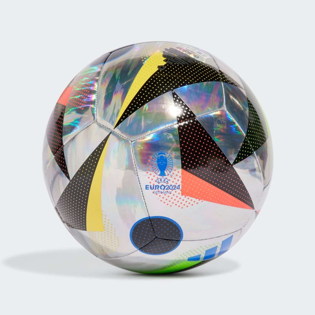 Adidas ลูกฟุตบอล Euro 24 Fussballliebe Training Foil Ball | Silver Metallic/Black/Glow Blue ( IN9368 )