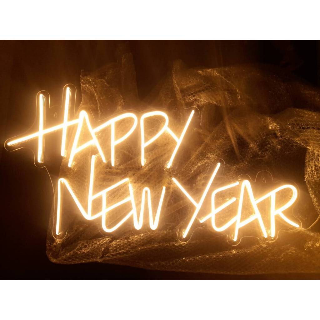 happy new year LED Neon Flexible Light 220V ไฟเส้น กันน้ำกันแดด ป้ายไฟ ต่อปลั๊กให้พร้อมใช้งาน led ไฟนอกบ้าน ไฟตกแต่งB