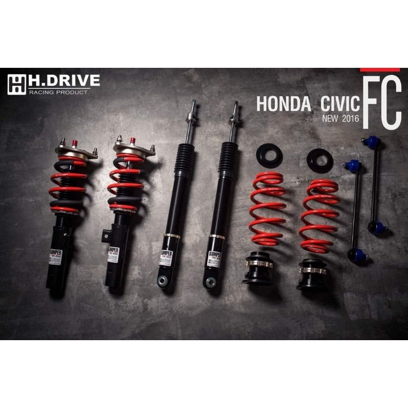 H.DRIVE รุ่น S Spec​ สำหรับ​ Honda​ Civic​ FC​ FK​ FE​ 2016-ปัจจุบัน​ สตรัทปรับเกลียวสไลด์กระบอก​ปรั