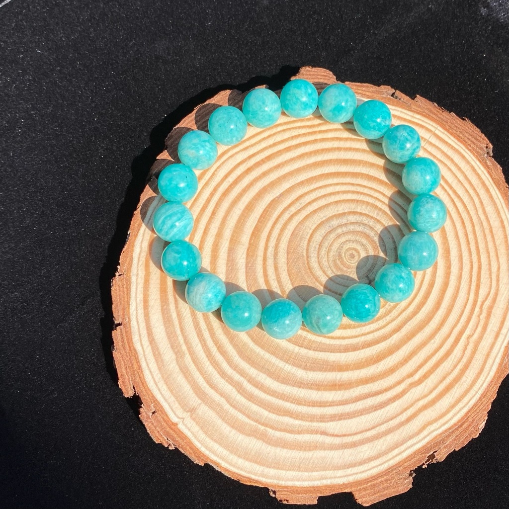 High Grade กำไลหินแท้ อมาโซไนท์ ประเทศเปรู (Amazonite from Peru) 10mm