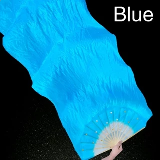 พัดปลายพลิ้ว พัดยาว พัดเสดง พัดผ้าไหม พัดปลายยาว พัดยาว พัดแสดง พัดสีขาว ฟ้า น้ำเงิน