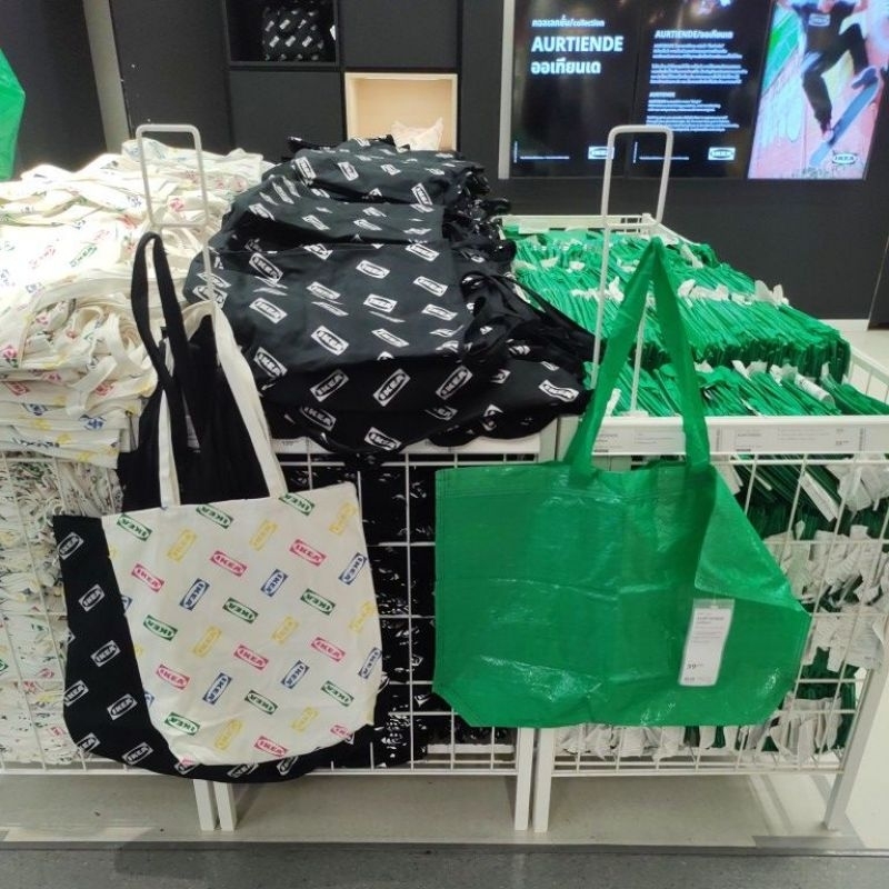 IKEA,แท้,ถุงผ้าอิเกีย,อีเกีย,ikea,กระเป๋าช้อปปิ้ง,ขวดน้ำพลาสติก,ถุงหิ้ว