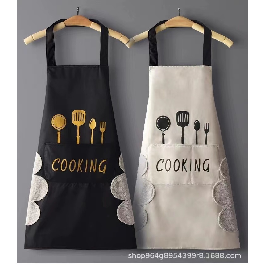 🔥 ผ้ากันเปื้อน (มีผ้าเช็ดมือในตัว)เนื้อผ้า PVC （GOOKING）น่ารัก แบบสวม