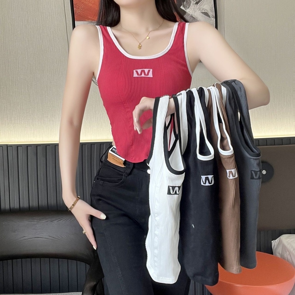 เสื้อกล้าม สปอร์ตบรา ด้านหน้าตัวยู มีฟองน้ำในตัว ไร้โครง ฟรีไซส์ #6619