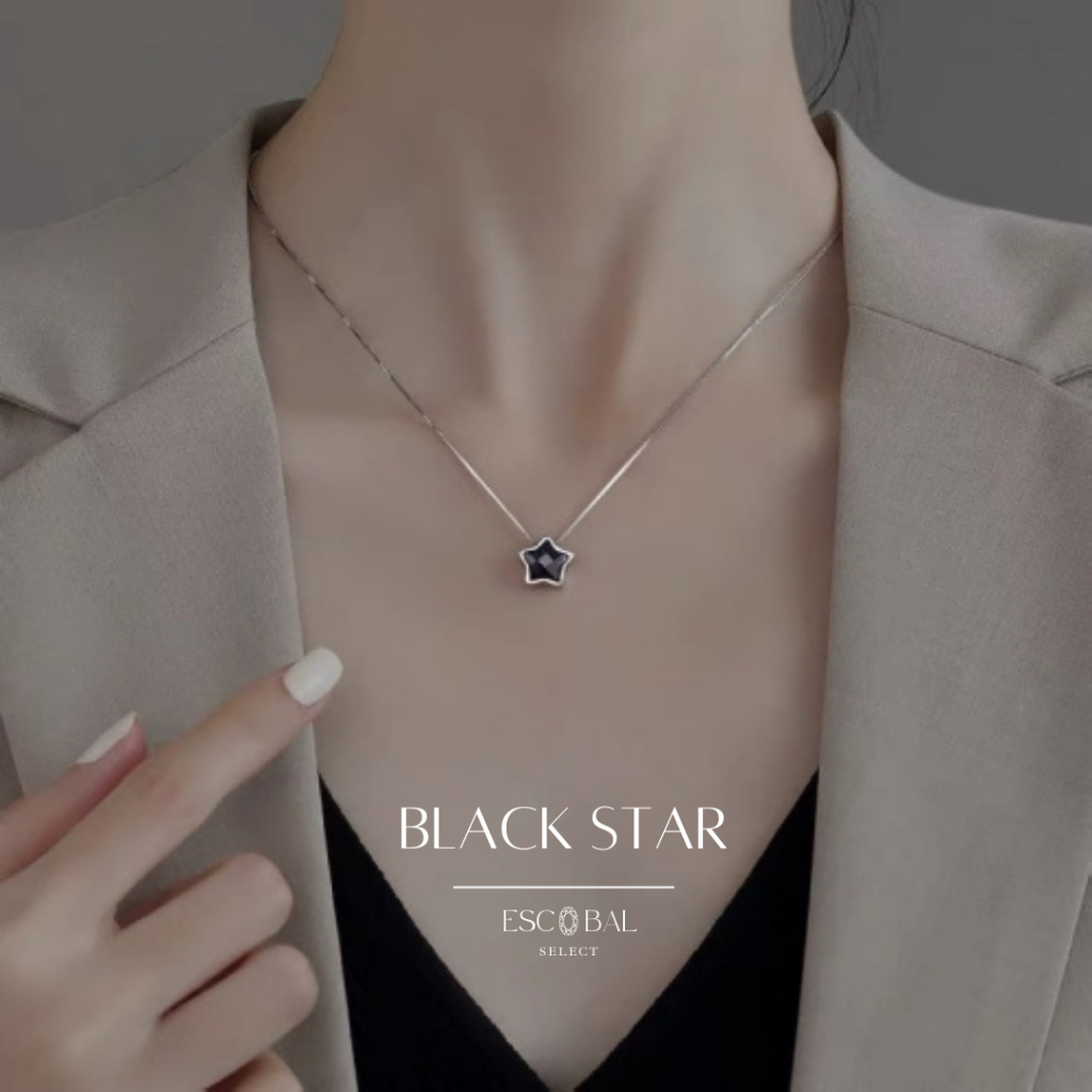 ESCOBAL ร่ำรวย ก้าวหน้า Black Star จี้สร้อยคอเงินแท้ สร้อยคอเงินแท้ สร้อยแฟชั่น สร้อยเงิน วาเลนไทน์