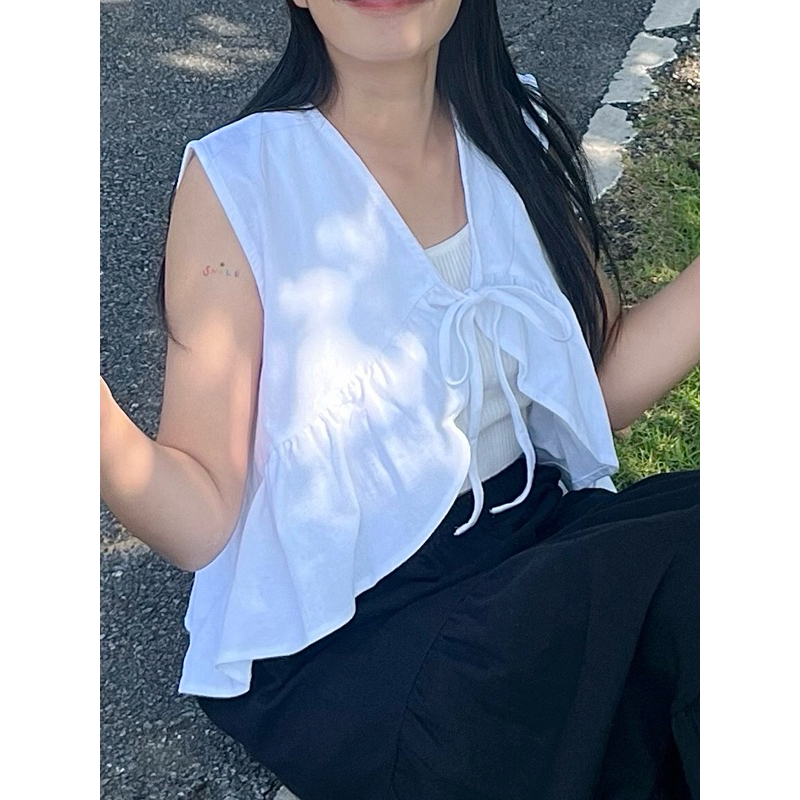 Tulip🌷เสื้อครอประบายเฉียงผูกเชือกด้านหน้าผ้าฝ้าย - รูปที่ 6