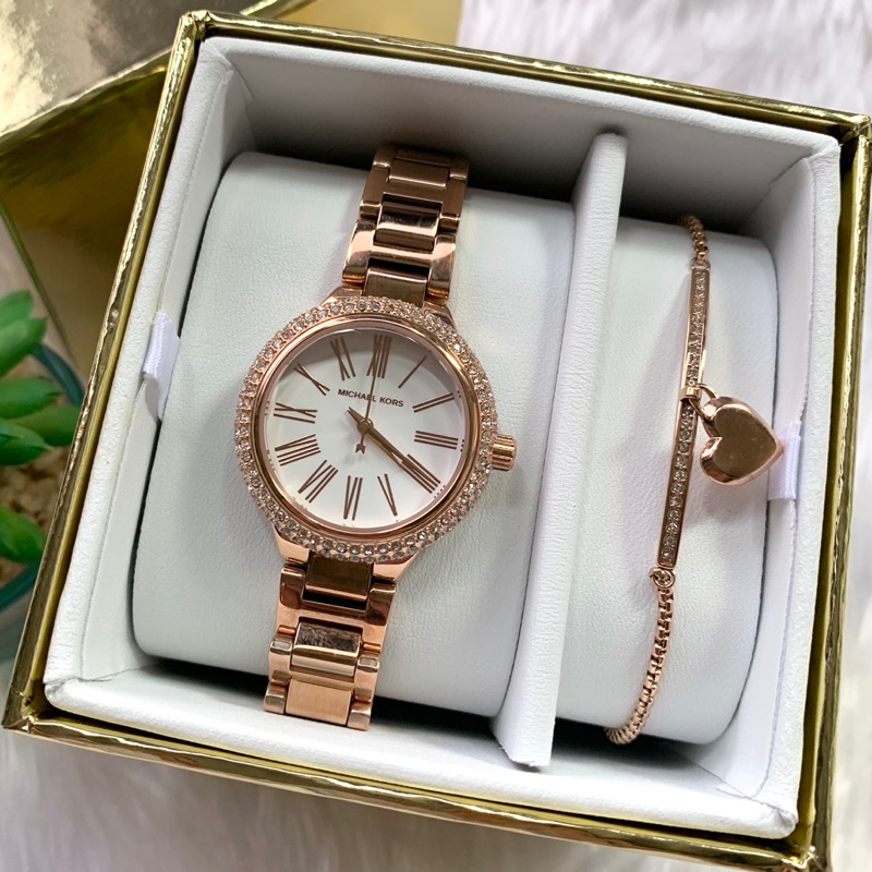 [[พร้อมส่ง📦แท้💯%]] Michael Kors mk3858 Women's Taryn Three-Hand Rose Gold-Tone Stainless Steel Watch